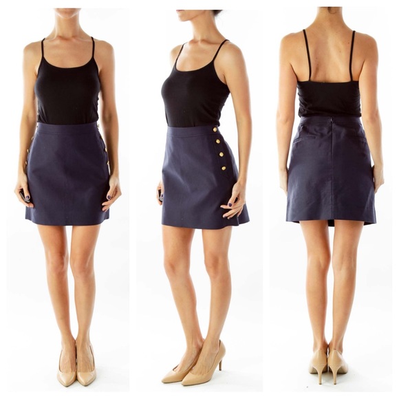 J. Crew Dresses & Skirts - J. Crew Navy Blue Mid Length Nautical Skirt Sz 10